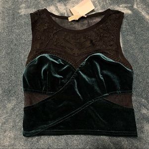 velvet/mesh crop top